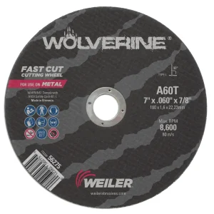 Weiler 56275 7″ x .045″ Wolverine Type 1 Cut-Off Wheel, A60T, 7/8″ A.H., 10/BOX