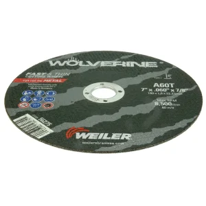 Weiler 56275 7″ x .045″ Wolverine Type 1 Cut-Off Wheel, A60T, 7/8″ A.H., 10/BOX