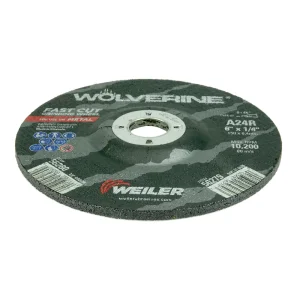 Weiler 56280 6″ x 1/4″ Wolverine Type 27 Grinding Wheel, A24R, 7/8″ A.H., 10/BOX