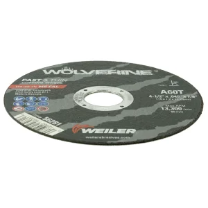 Weiler 56281 4-1/2″ x .045″ Wolverine Type 1 Cut-Off Wheel, A60T, 7/8″ A.H., 25/BOX