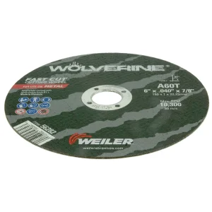 Weiler 56282 6″ x .040″ Wolverine Type 1 Cut-Off Wheel, A60T, 7/8″ A.H., 25/BOX