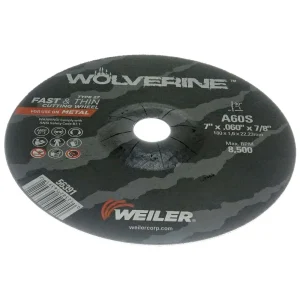 Weiler 56391 7″ x .060″ Wolverine Type 27 Thin Cutting Wheel, A60S, 7/8″ A.H., 25/BOX