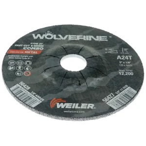 Weiler 56428 5″ x 1/8″ Wolverine Type 27 Cut/Grind Combo Wheel, A24T, 7/8″ A.H., 25/BOX