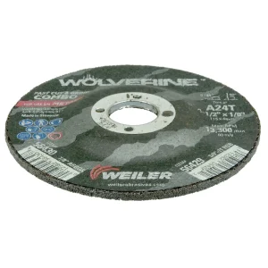 Weiler 56430 4-1/2″ x 1/8″ Wolverine Type 27 Cut/Grind Combo Wheel, A24T, 7/8″ A.H., 25/BOX