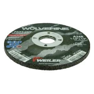 Weiler 56464 4-1/2″ x 1/4″ Wolverine Type 27 Grinding Wheel, A24R, 7/8″ A.H., 10/BOX