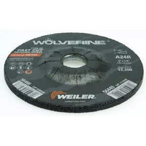 Weiler 56466 5″ x 1/4″ Wolverine Type 27 Grinding Wheel, A24R, 7/8″ A.H., 10/BOX