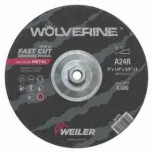 Weiler Wolverine Grinding Wheel w/Hub – 9″ X 1/4″ Type 27 56470