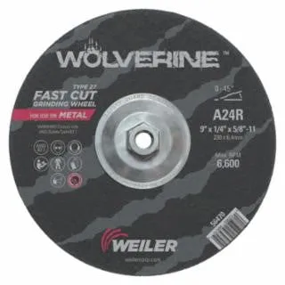 Weiler Wolverine Grinding Wheel w/Hub – 9″ X 1/4″ Type 27 56470