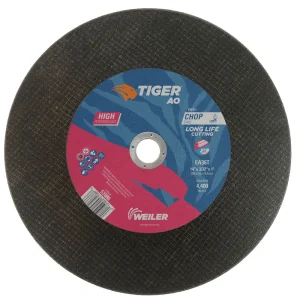 Weiler 57086 14″ x 3/32″ Tiger AO Type 1 Large Cutting Wheel, A36T, 1″ A.H., Chop Saw (High Performance AO), 10/BOX