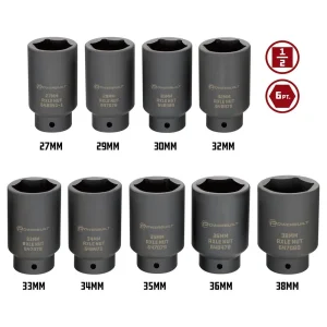 Powerbuilt 9PC DELUXE AXLE NUT SOCKET SET KIT61 648991