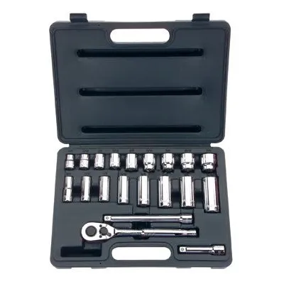 Stanley Tools for The Mechanic 85-404 20 Piece Standard & Deep Socket Sets, 3/8 in, 12 Point 1 SET