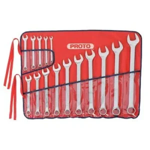 Proto 1200FASD Torqueplus 12-Point Combination Wrench Sets, 15 Piece, Inch, Oval Handle, Satin (1 Set)