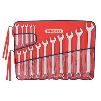 Proto 1200FASD Torqueplus 12-Point Combination Wrench Sets, 15 Piece, Inch, Oval Handle, Satin (1 Set)