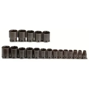 Proto 74106 Torqueplus 19 Piece Impact Socket Sets, 1/2 in, 6 Point (1 Set)