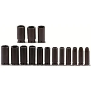 Proto 74114 TorquePlus 15 Pc Deep Impact Socket Set, 1/2 in, 6 Point (1 Set)