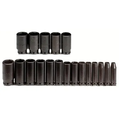Proto 74116 Torqueplus 19 Piece Deep Impact Socket Sets, 1/2 in, 6 Point (1 Set)