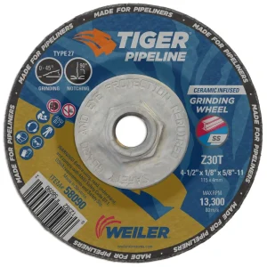 Weiler Tiger Pipeliner Grinding Wheel – 4 1/2″ X 1/8″ Type 27 58090