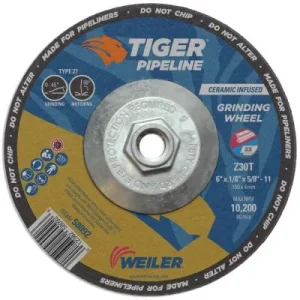 Weiler Tiger Pipeliner Grinding Wheel – 6″ X 1/8″ Type 27 58092