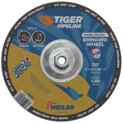 Weiler Tiger Pipeliner Grinding Wheel – 9″ X 1/8″ Type 27 58095