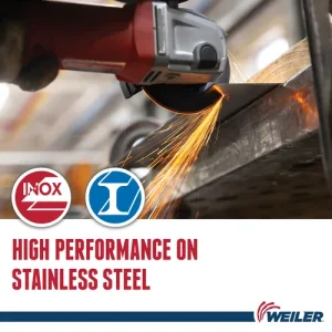 Weiler 58111 5″ x .045″ TIGER INOX Type 27 Cutting Wheel, INOX60S, 7/8″ A.H., 25/BOX
