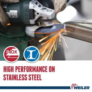Weiler 58115 4-1/2″ x 1/8″ TIGER INOX Type 27 Cut/Grind Combo Wheel, INOX30T, 7/8″ A.H., 25/BOX