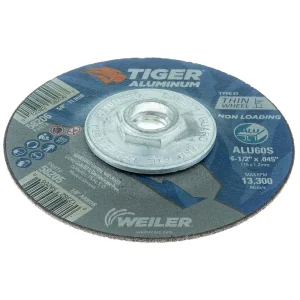 Weiler 58206 4-1/2 x .045 TIGER ALUMINUM Type 27 Cutting Wheel ALU60S 5/8-11 Nut, 10/BOX