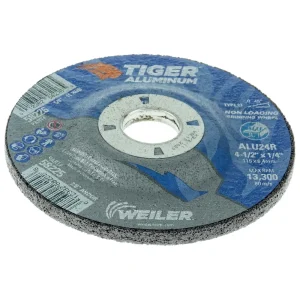 Weiler 58225 4-1/2″ x 1/4″ TIGER ALUMINUM Type 27 Grinding Wheel ALU24R 7/8 A.H., 10/BOX