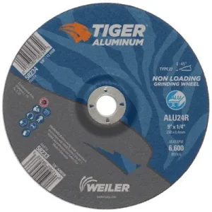 Weiler Tiger Aluminum Grinding Wheel – 9″ X 1/4″ Type 27 58233