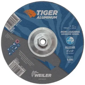 Weiler Tiger Aluminum Grinding Wheel w/Hub – 9″ X 1/4″ Type 27 58234