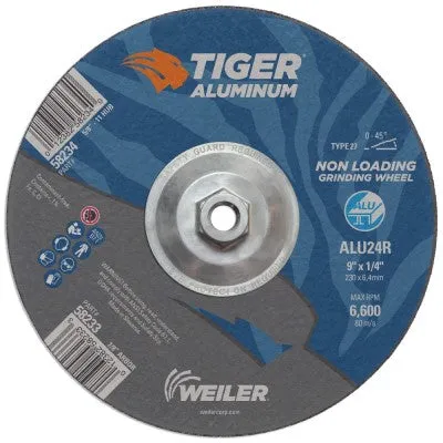 Weiler Tiger Aluminum Grinding Wheel w/Hub – 9″ X 1/4″ Type 27 58234