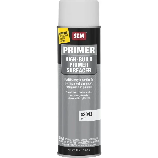 SEM High-Build Primer Surfacer – White 20 oz Can with 16 oz Fill Aerosol Can 42043