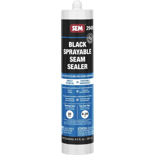 SEM 1K Sprayable Seam Sealer – Black 10 oz Plastic Tube 29492