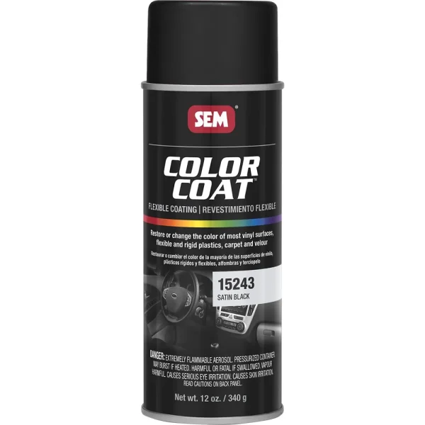 SEM Color Coat – Satin Black 16 oz Can with 12 oz Fill Aerosol Can 15243