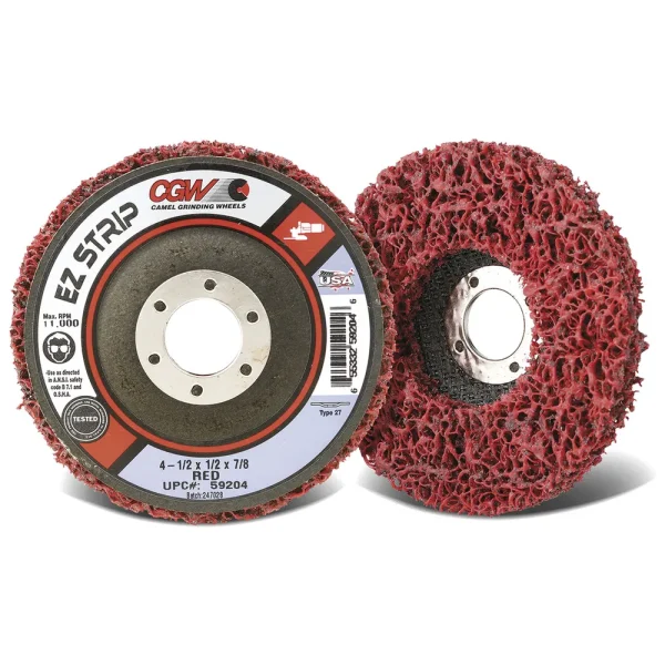 CGW Abrasive 59204 EZ Strip Wheels – Red – Size 4-1/2 x 7/8, 10/BOX