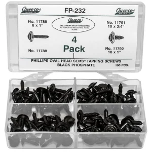 Auveco Phillips Oval HD Black Screws 100 Pieces FP-232