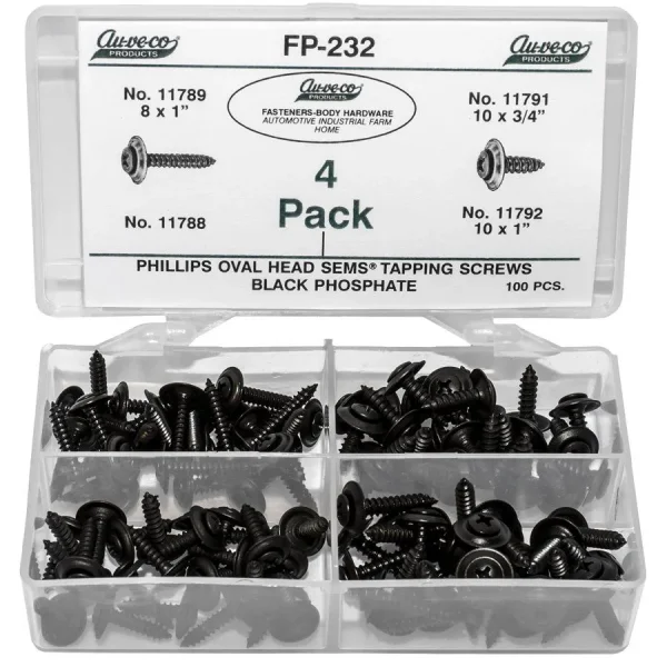 Auveco Phillips Oval HD Black Screws 100 Pieces FP-232