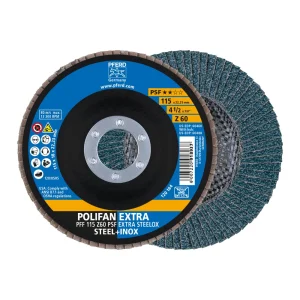 PFERD 60460 Flap Disc, 4-1/2″ x 7/8, Z PSF EXTRA STEELOX, 60 Grit, T27, Flat, Zirconia, 10/BOX