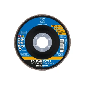PFERD 60460 Flap Disc, 4-1/2″ x 7/8, Z PSF EXTRA STEELOX, 60 Grit, T27, Flat, Zirconia, 10/BOX