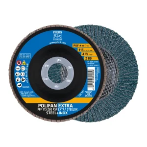 PFERD 60461 Flap Disc, 4-1/2″ x 7/8, Z PSF EXTRA STEELOX, 80 Grit, T27, Flat, Zirconia, 10/BOX