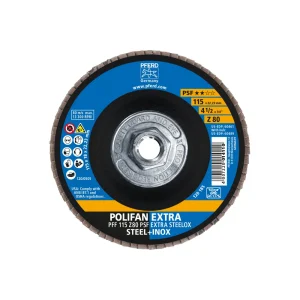 PFERD 60489 Flap Disc, 4-1/2″ x 5/8-11, Z PSF EXTRA STEELOX, 80 Grit, T27, Flat, Zirconia, 10/BOX
