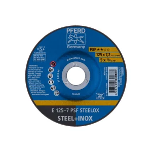 PFERD 61003 Grinding Wheel, 5″ x 1/4 x 7/8, PSF STEELOX, T27, Aluminum oxide, 10/BOX