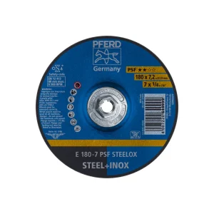 PFERD 61006 Grinding Wheel, 7″ x 1/4 x 5/8-11, PSF STEELOX, T27, Aluminum oxide, 10/BOX