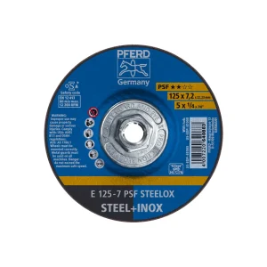 PFERD 61008 Grinding Wheel, 5″ x 1/4 x 5/8-11, PSF STEELOX, T27, Aluminum oxide, 10/BOX