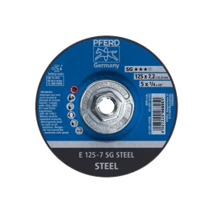 PFERD 61040 Grinding Wheel, 5″ x 1/4 x 5/8-11, SG STEEL, T27, Aluminum oxide, 10/BOX