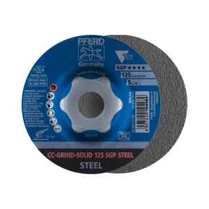 PFERD 61168 Grinding disc, CC-GRIND®-SOLID, 5″ x 7/8, SGP STEEL VICTOGRAIN®, Ceramic, 10/BOX