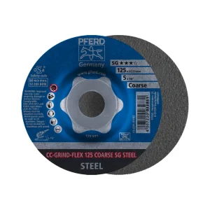 PFERD 61192 Grinding disc, CC-GRIND®-FLEX, 5″ x 7/8, SG STEEL, Coarse, Ceramic, 10/BOX