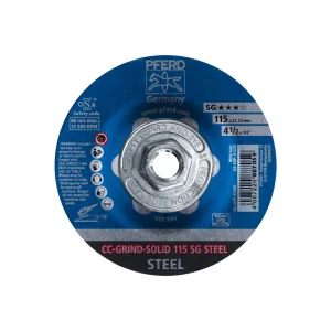 PFERD 61220 Grinding disc, CC-GRIND®-SOLID, 4-1/2″ x 5/8-11, SG STEEL, Ceramic, 10/BOX
