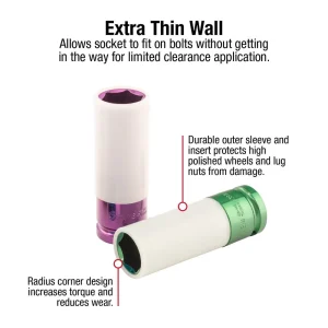 Sunex 1/2″ Dr. Extra Thin Wall Wheel Protector Impact So 2849