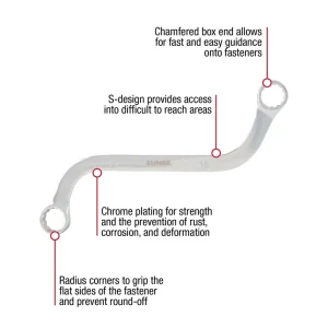 Sunex 5 Pc. Metric Full Polish S-Style Box Wrench Set 9940M