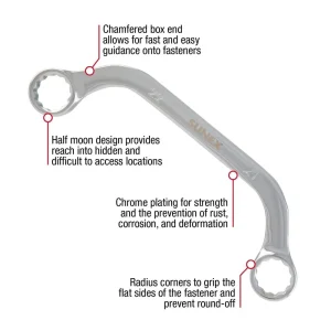 Sunex 5Pc Metric Full Polish Half Moon Box Wrench Set 9935M